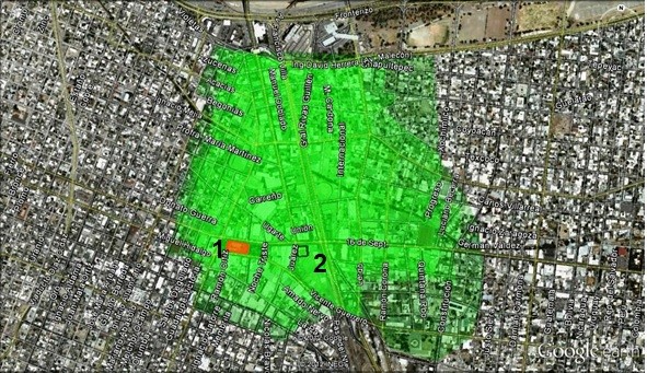 Figura 11: Ubicación de elementos simbólicos Grupo 2. Fuente: Elaboración propia con imagen de Google Earth