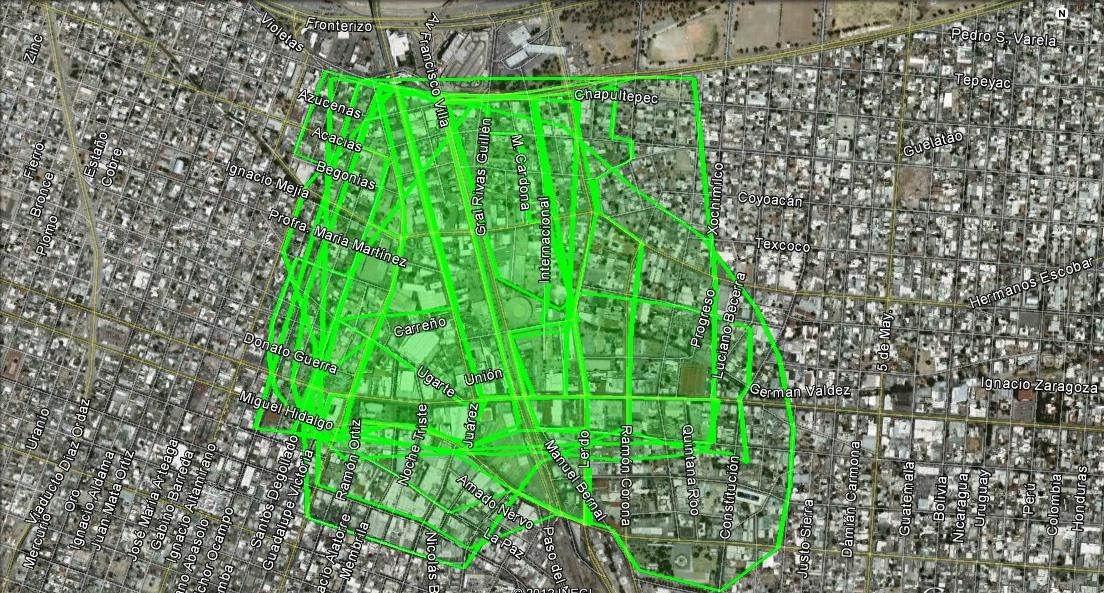 Figura 6: Delimitación espacial del Centro Histórico - Grupo 2. Fuente: Elaboración propia con imagen de Google Earth, 2022