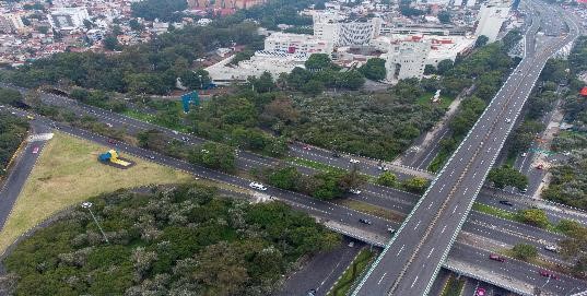 Figura 8. Bosques Comestibles en el espacio residual del cruce del Anillo Periférico con Viaducto TlalpanFuente: Christoffer Lara, 2022